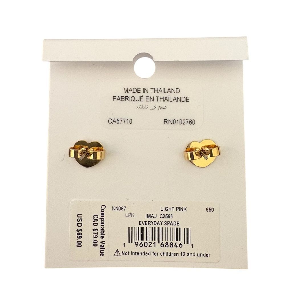 Kate Spade Pink Pave Spade Stud Earrings Gold Tone NWT - Picture 2 of 2